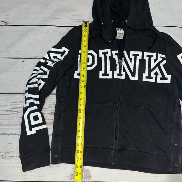 VS Pink Black and White logo zip up hoodie size LG - Picture 5 of 7